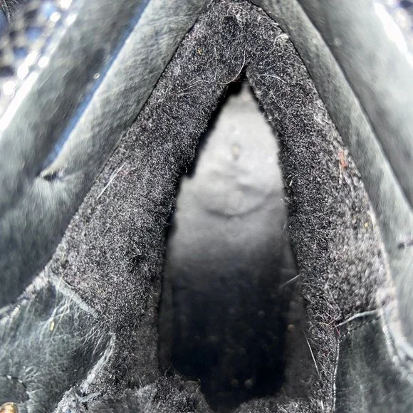 aldo black pony calf hair red lace worn Heeled Hiking Ski Bunny boots 9.5 - Picture 5 of 12